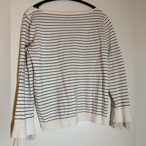 LOFT Cream and Black Striped Sweater